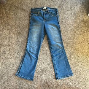 Alice & Olivia cropped boot embroidered stitch jean